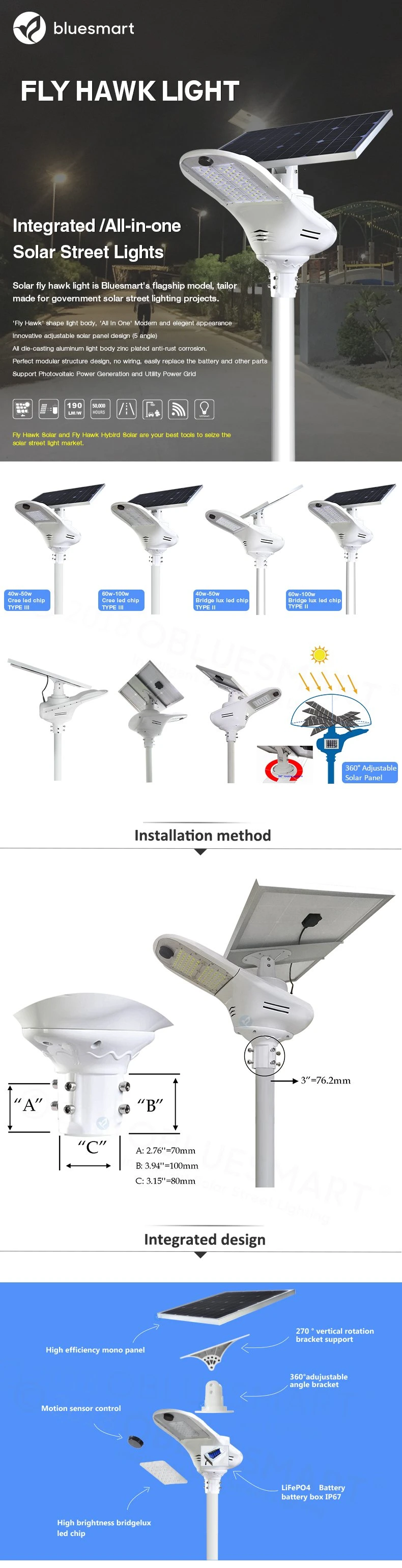 High Technology IP65 Solar Outdoor Street Luminaire with Ce Certificated