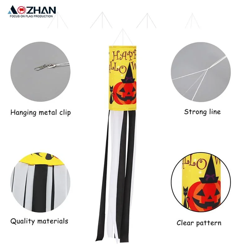 Wholesales Outdoor Hanging Decorative Garden Windsock Halloween Christmas Wind Sock Flag