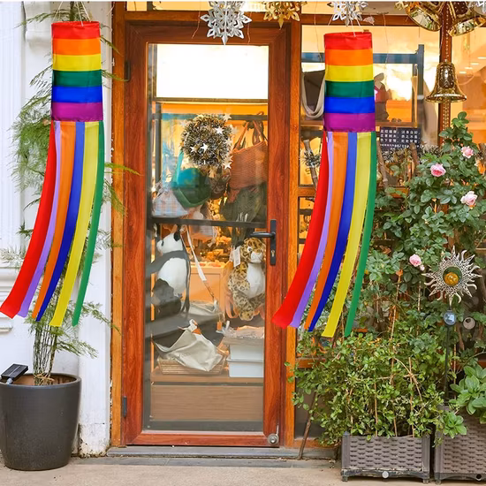 60 pouces arc-en-ciel colonne manche à air drapeau Gay Pride rayé extérieur décor Lgbt événement bannière décoration